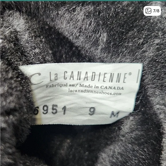 La Canadienne Kosmo Black Leather Suede Fur Shearling Foldover Boots Size 9 - Picture 5 of 5